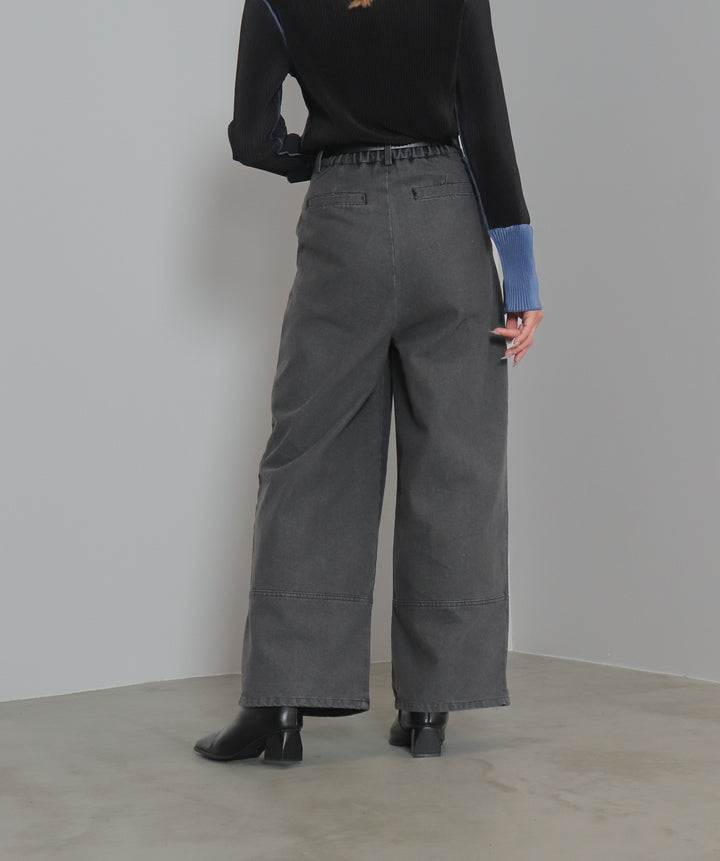 タックデニムワイドパンツ